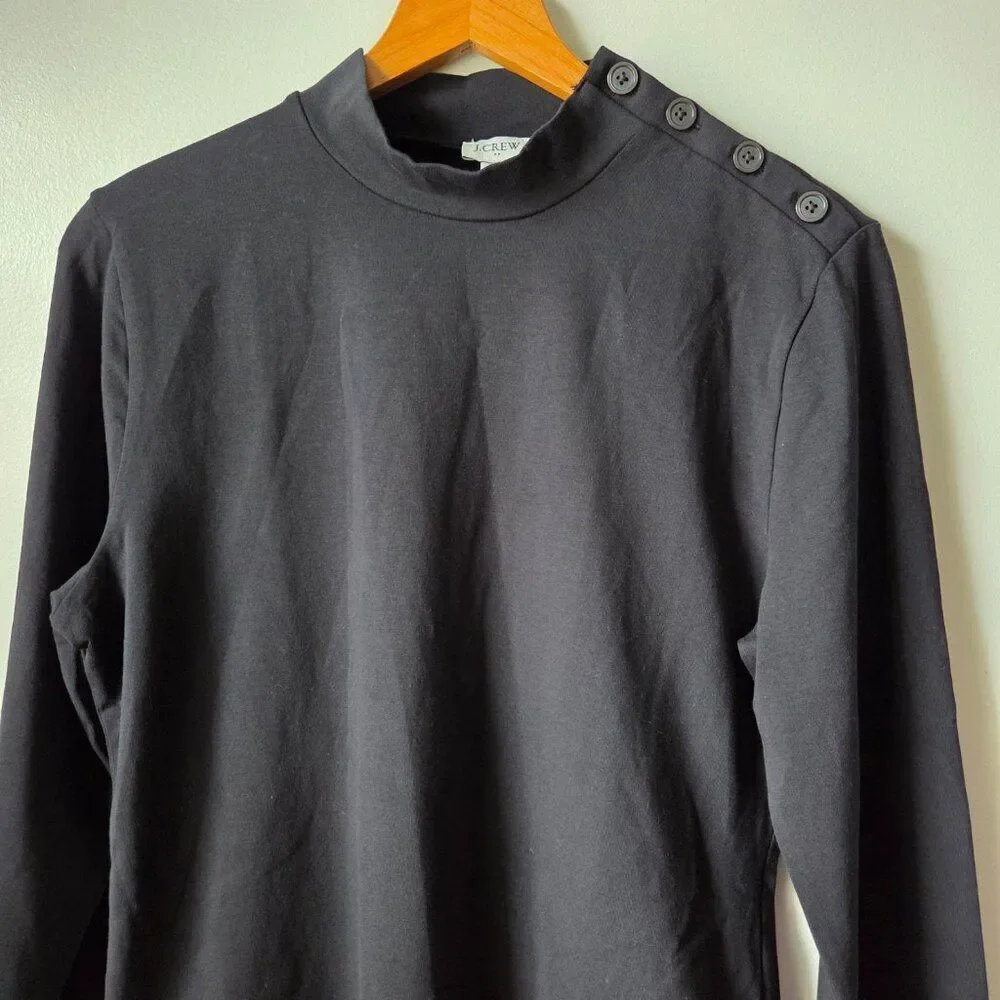 NWT J CREW MOCK NECK LONGSLEEVES BLACK BODYSUIT TOP SIZE XL